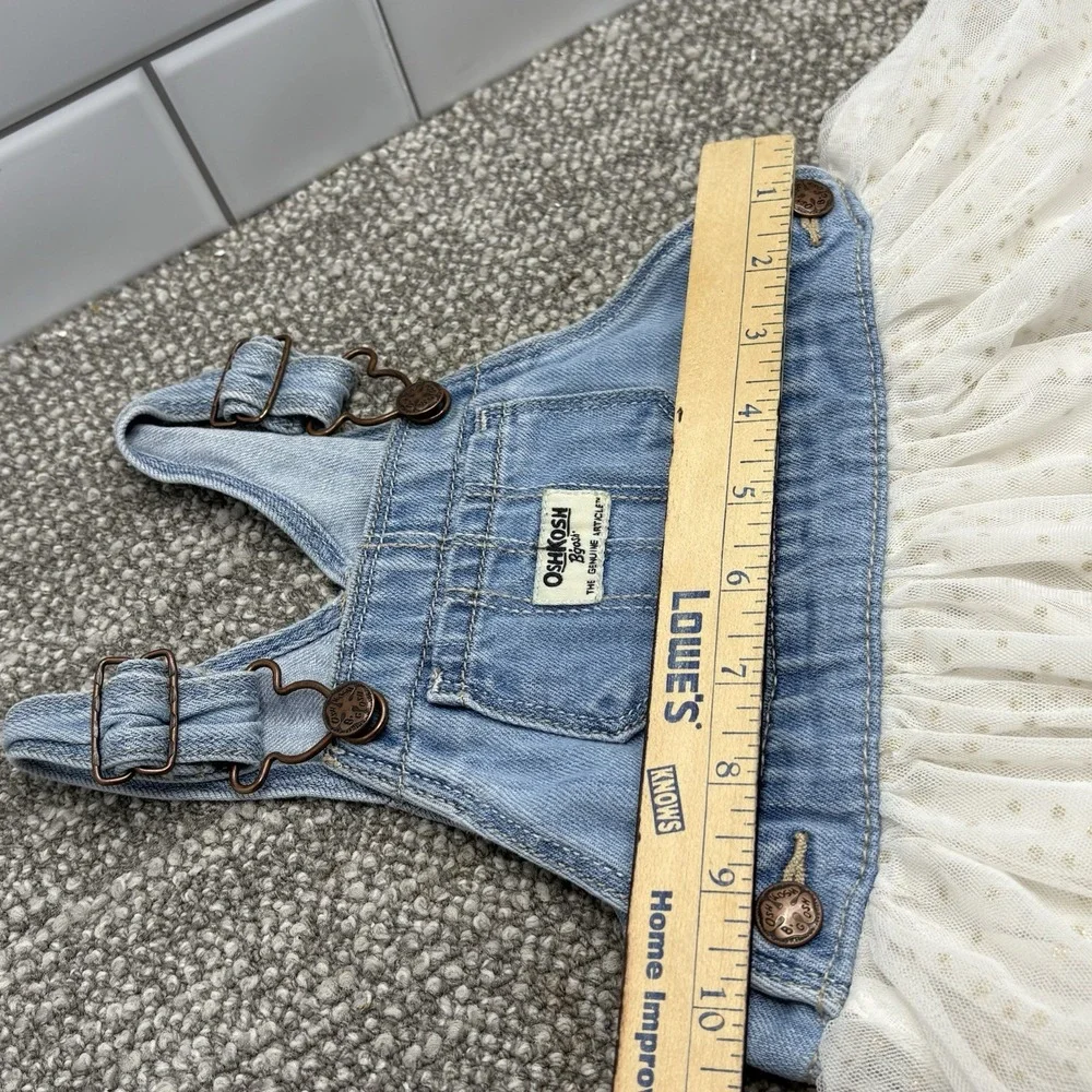 Osh‎ Kosh B Gosh Denim Overall W Ivory Tutu Vestbak Skirt 18M Cute